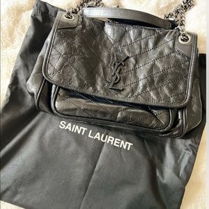 YVES SAINT LAURENT Niki Medium Leather Crossbody Bag Black